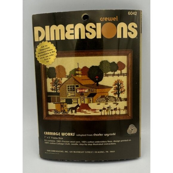 Dimensions Crewel Embroidery Kit Carriage Works 7"x5"  Wool by Wysocki 1980 Vtg - Picture 1 of 3